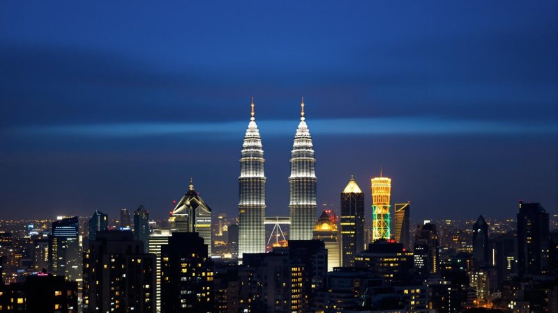 Kuala Lumpur skyline at blue hour