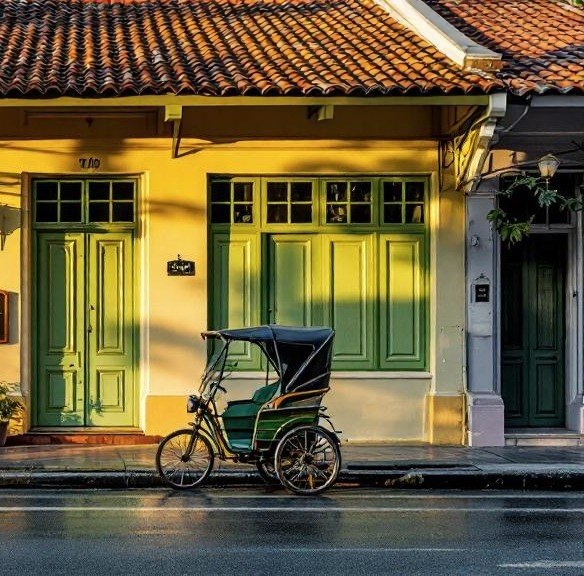 Shophouse street in George Town, Penang